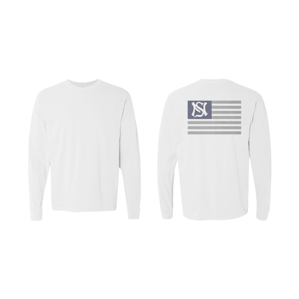 Flag White Longsleeve Front and Back